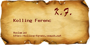 Kolling Ferenc névjegykártya